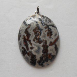 Crazy Lace Agate Pendant. Vintage.